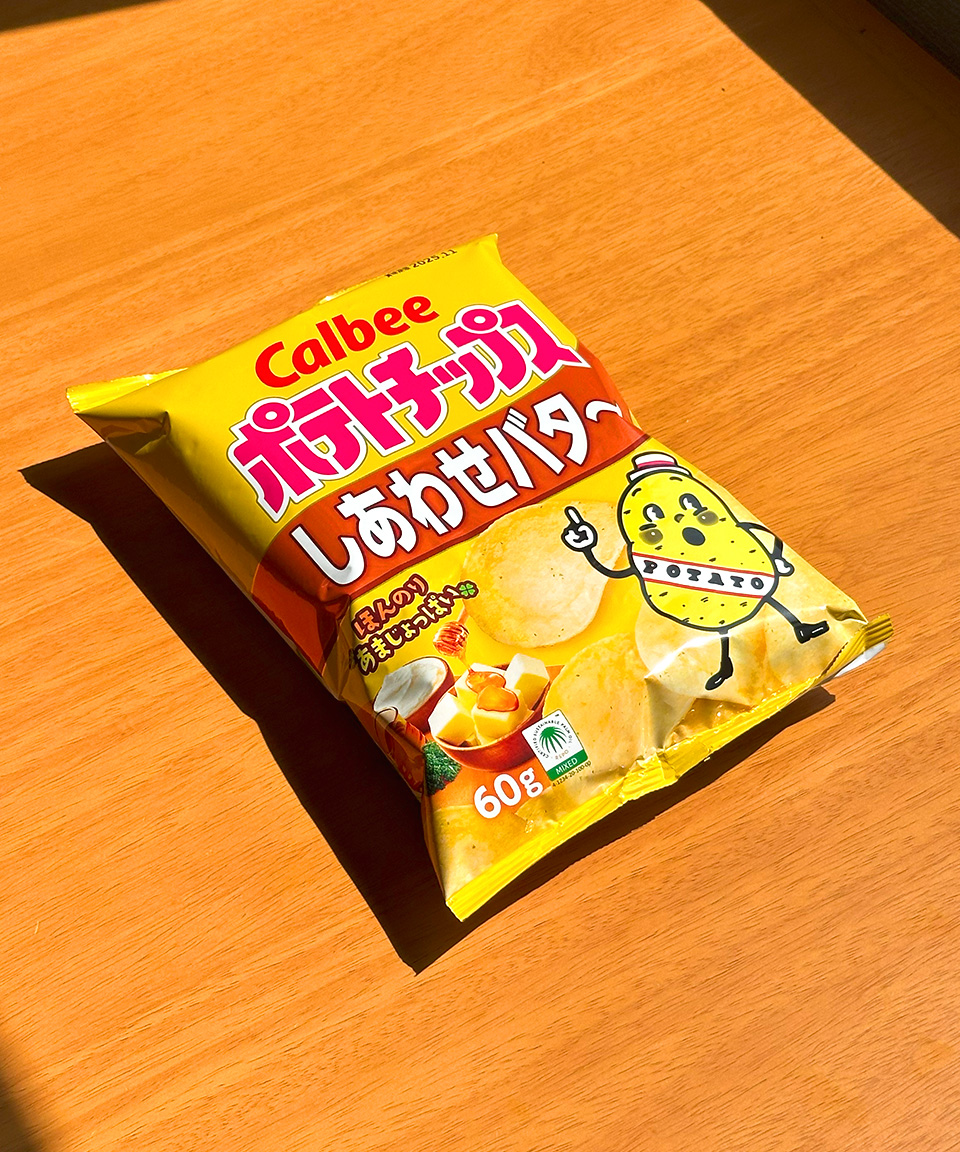 일본 가루비 포테이토칩 간식 시아와세 버터, 60g, 1개