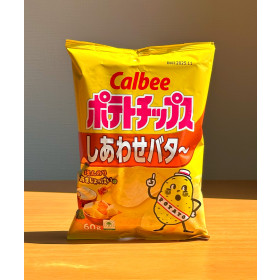 일본 가루비 포테이토칩 간식 시아와세 버터, 60g, 1개