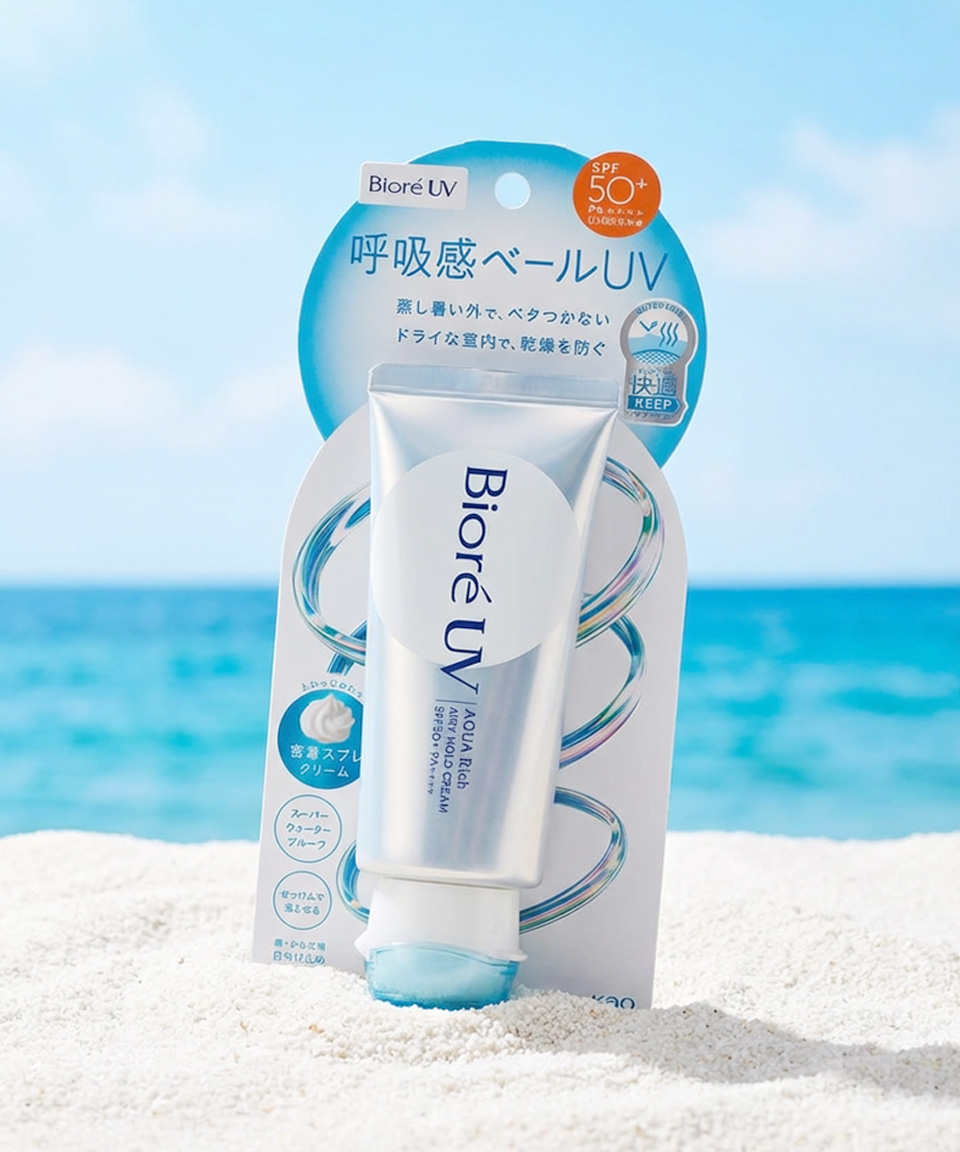 비오레 선크림 UV 아쿠아리치 에어리 홀드 휩크림 70g 호흡감 베일