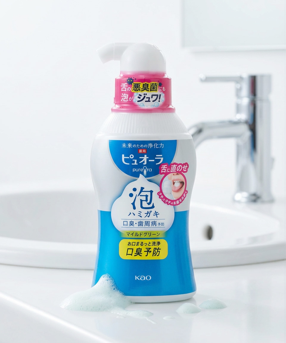카오 퓨오라 거품 치약 일본 190ml, 마일드 그린, 1개