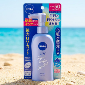 니베아 UV 슈퍼 워터 일본 선크림 젤 펌프 140g, 1개