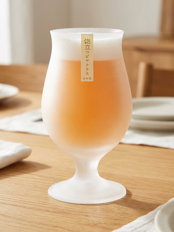 도요사사키 아와다치 맥주잔 일본 불투명 거품 유리잔 420ml, 1개, 스템잔