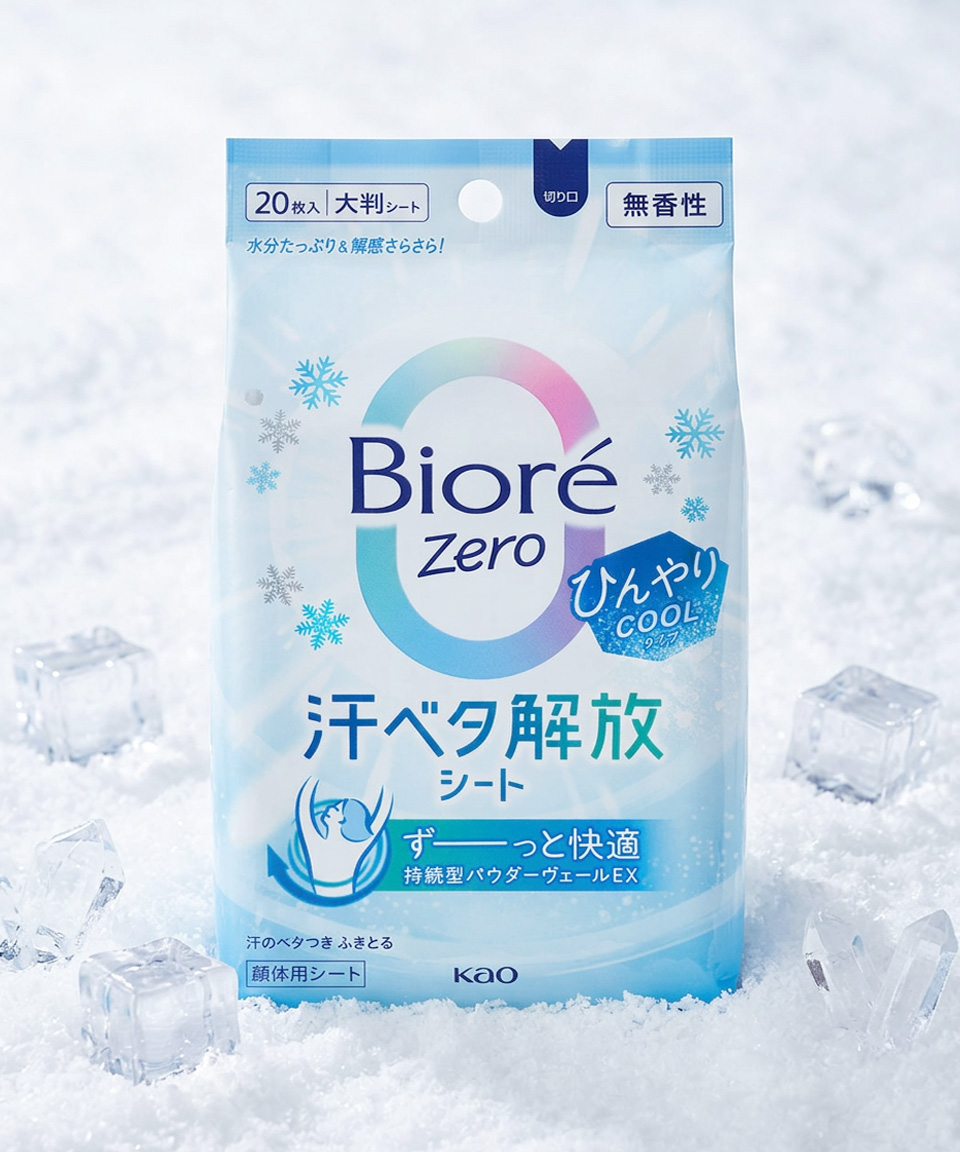 비오레 제로 COOL 냉각 시트 쿨링 일본 땀시트 무향 20매입, 153ml, 1개