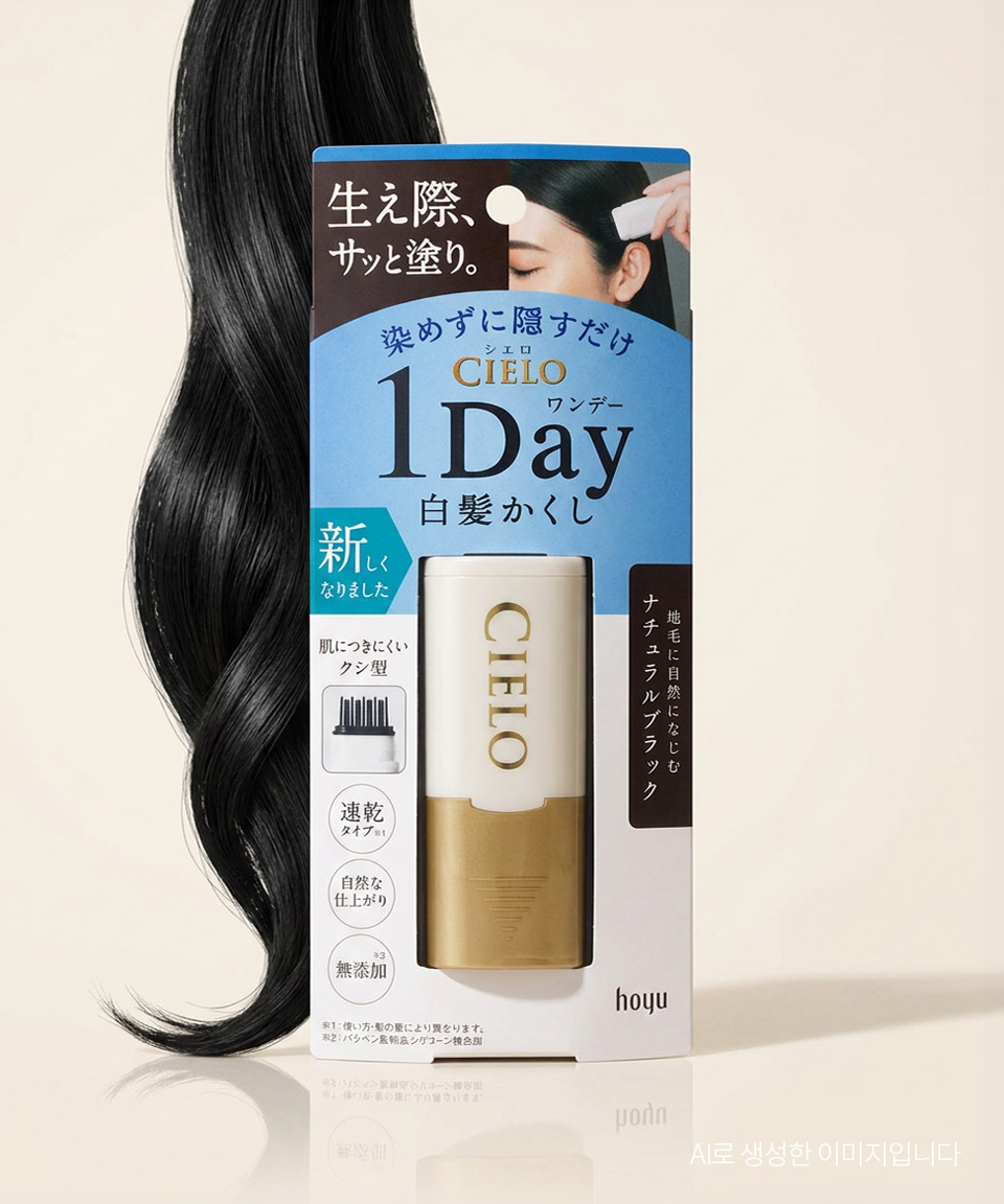 호유 시에로 cielo 원데이 새치 커버 스틱 9ml, 내츄럴 블랙, 1개