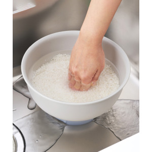 코메코레 일본 원터치 쌀 세척볼 푸시형 배수버튼 그릇 2.6L 화이트, 1개