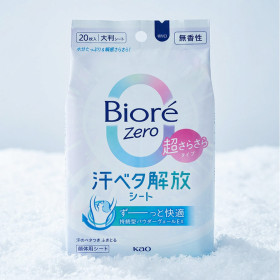 비오레 제로 사라사라 파우더 시트 일본 땀시트 무향 20매입, 153ml, 1개