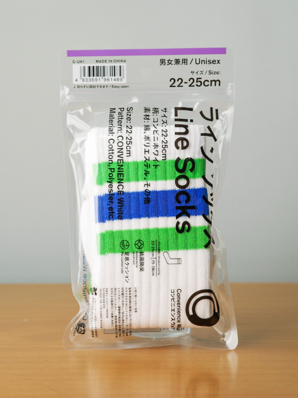 일본 패밀리마트 라인 삭스 중목 양말 화이트, 22-25cm