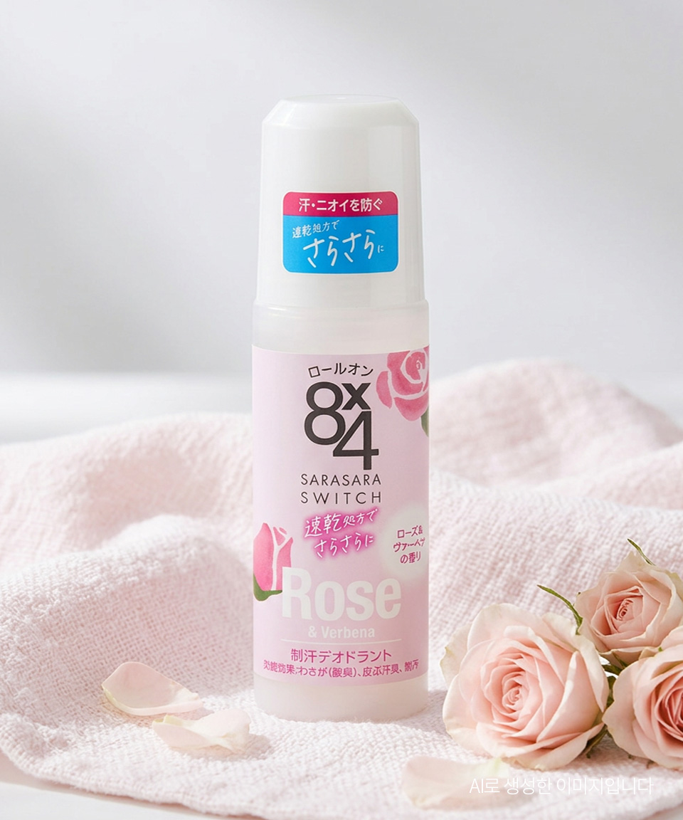 카오 8x4 에이트포 롤온 일본 데오드란트 로즈, 45ml, 1개
