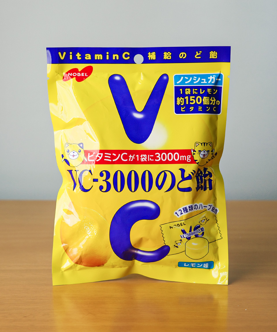 일본 사탕 노벨 VC-3000 목캔디 레몬, 90g, 1개